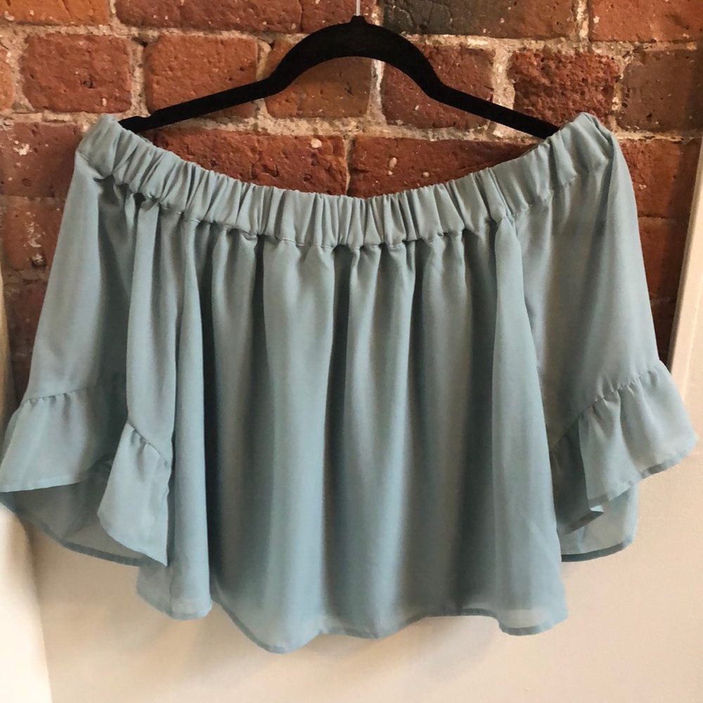 Express Turquoise Off-the-Shoulder Top